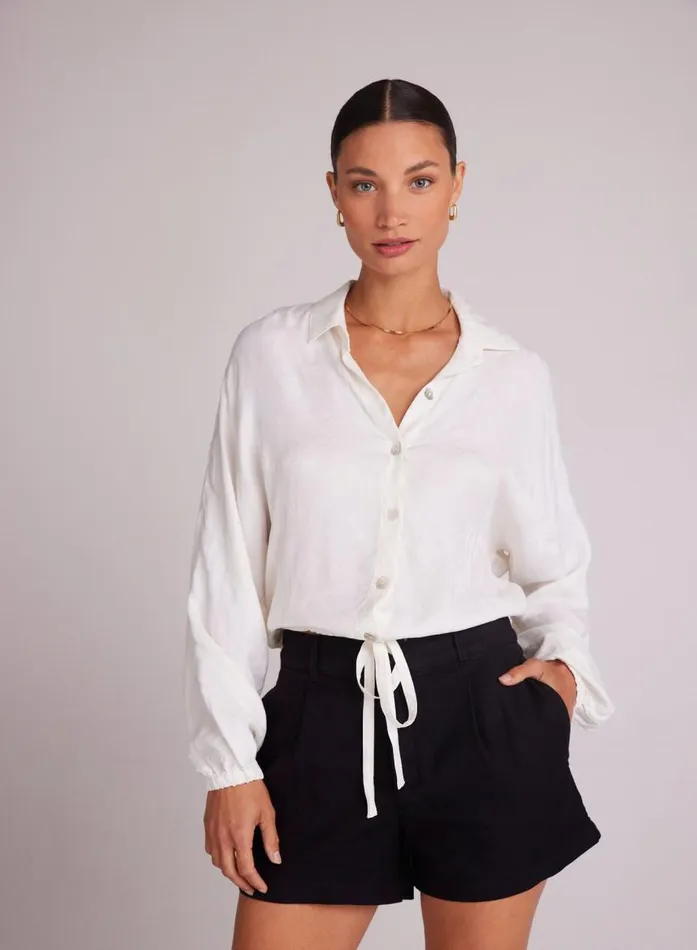 Bella Dahl Drawcord Waist Shirt 8211 Off White Women Long Sleeve