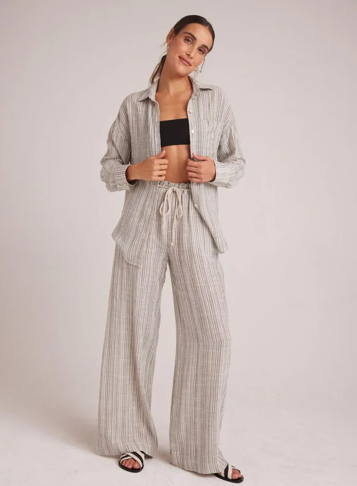 Bella Dahl Drawcord Wide Leg Pant 8211 Eze Slub Stripe Women Pants
