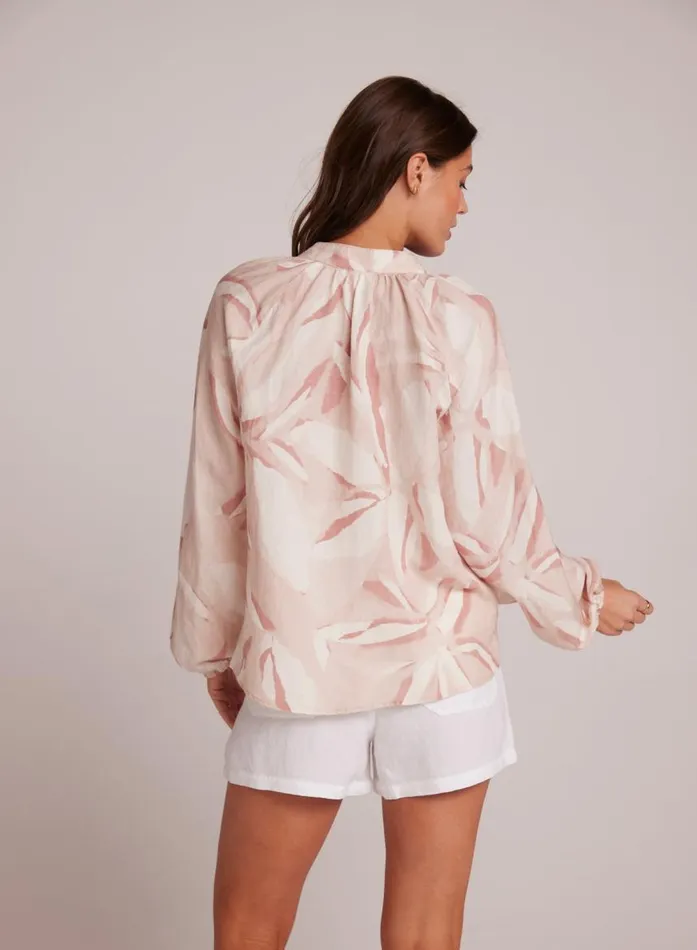 Bella Dahl Long Sleeve Shirred Raglan Shirt 8211 Fresco Floral Print Women Long Sleeve