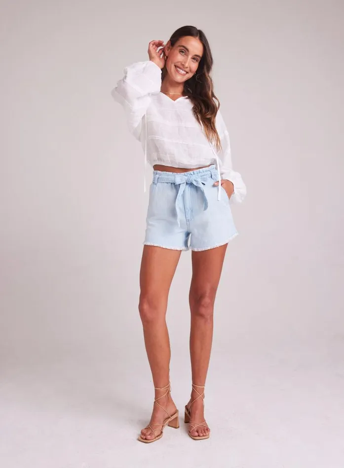 Bella Dahl Marigold Fray Sash Short 8211 Beach Cove Wash Women Shorts