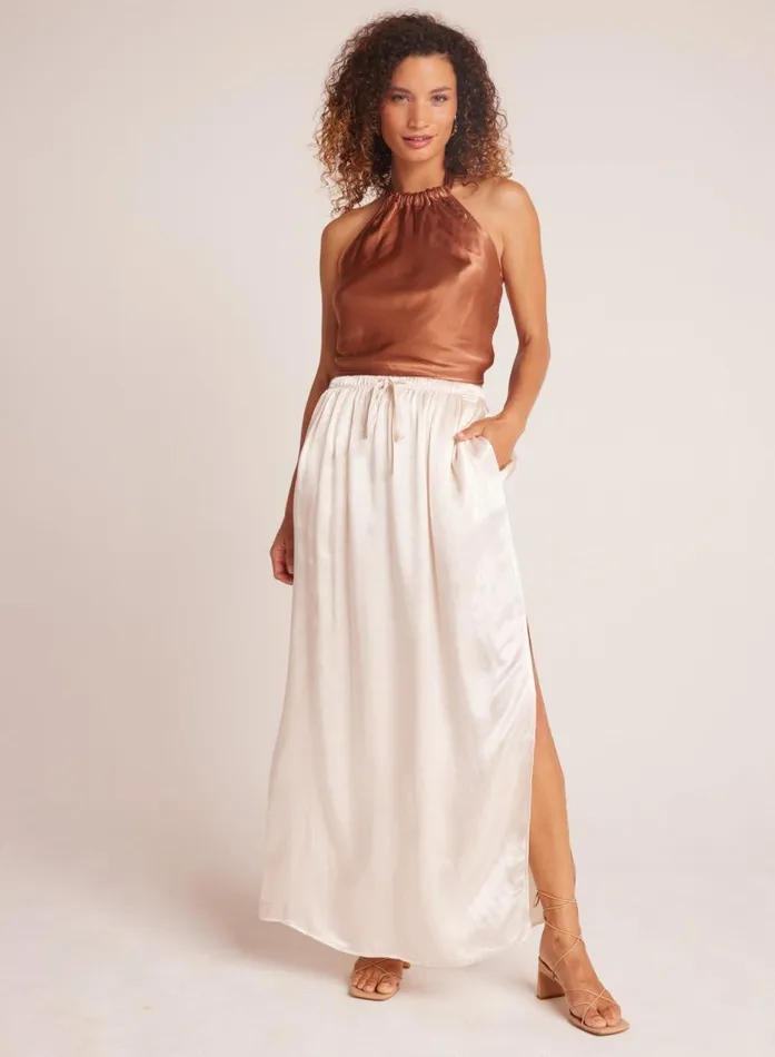 Bella Dahl Pleat Front Maxi Skirt 8211 Playa Sand Women Skirts