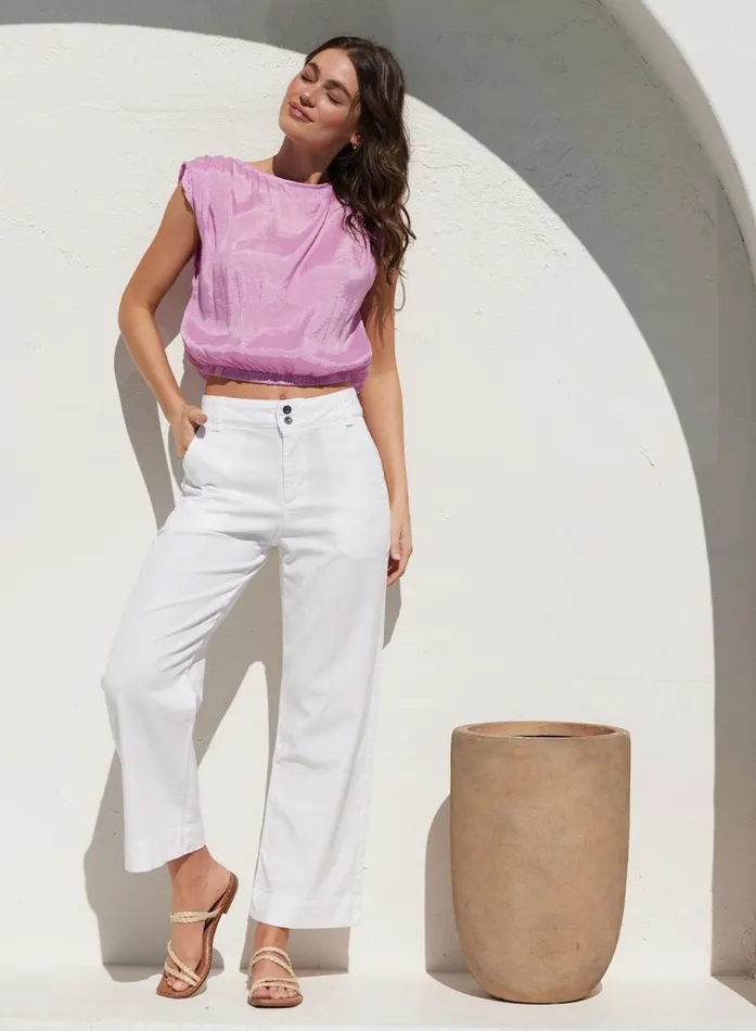 Bella Dahl Saige Wide Leg Crop 8211 White Women Pants