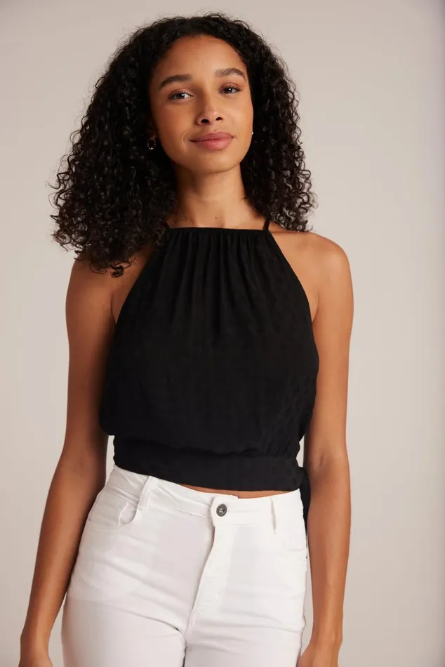Bella Dahl Side Tie Button Halter 8211 Black Women Sleeveless