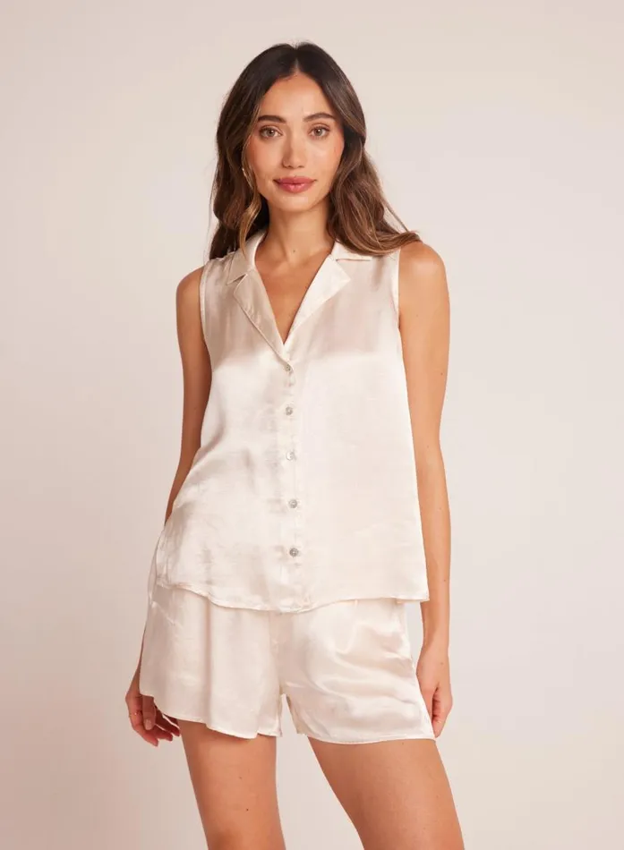 Bella Dahl Sleeveless Notch Collar Button Down 8211 Playa Sand Women Sleeveless