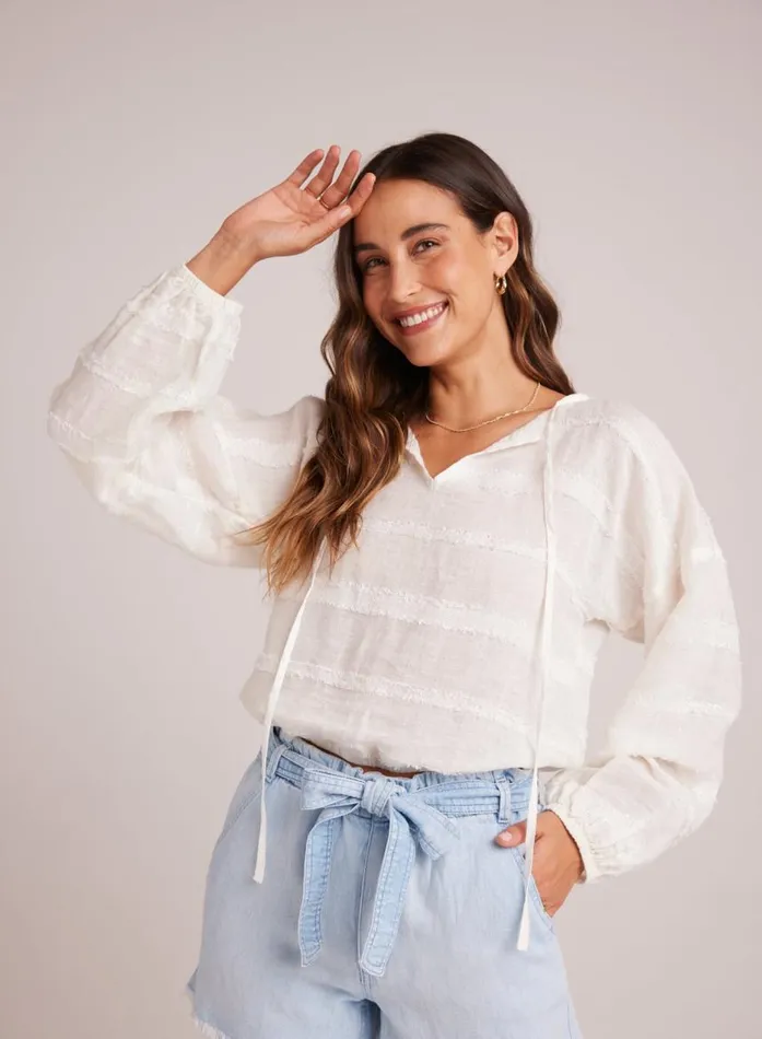 Bella Dahl Tie Up Pullover Top 8211 White Women Long Sleeve