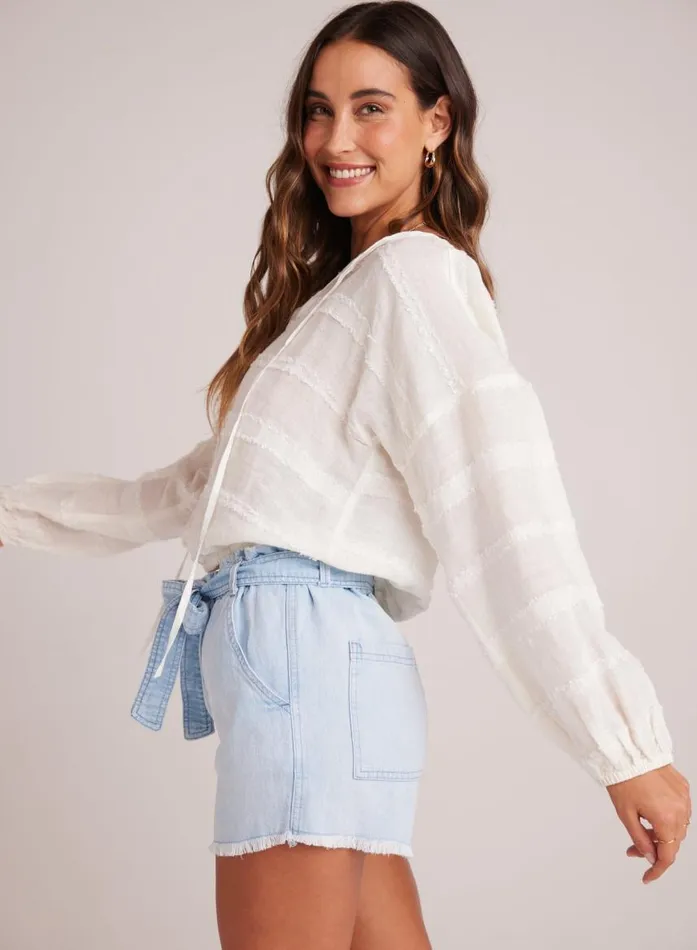 Bella Dahl Tie Up Pullover Top 8211 White Women Long Sleeve Bella Dahl Tie Up Pullover Top 8211 White Women Long Sleeve