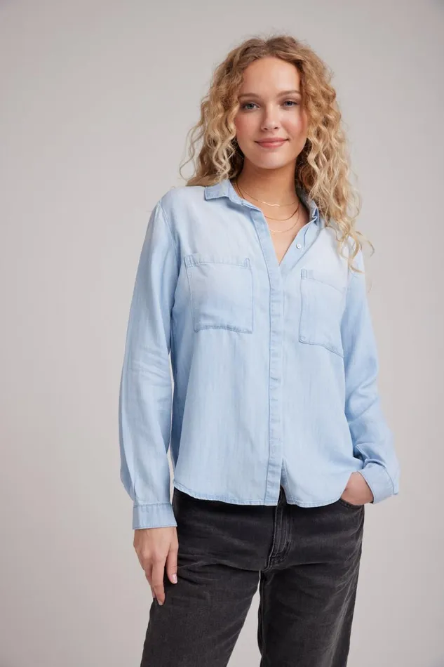 Bella Dahl Two Pocket Classic Button Down 8211 Sunbleach Wash Women Long Sleeve