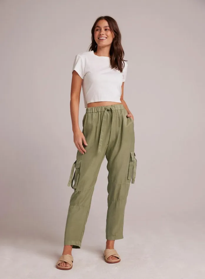 Bella Dahl Zephyr Tie Pocket Utility Pant 8211 Khaki Army Women Pants