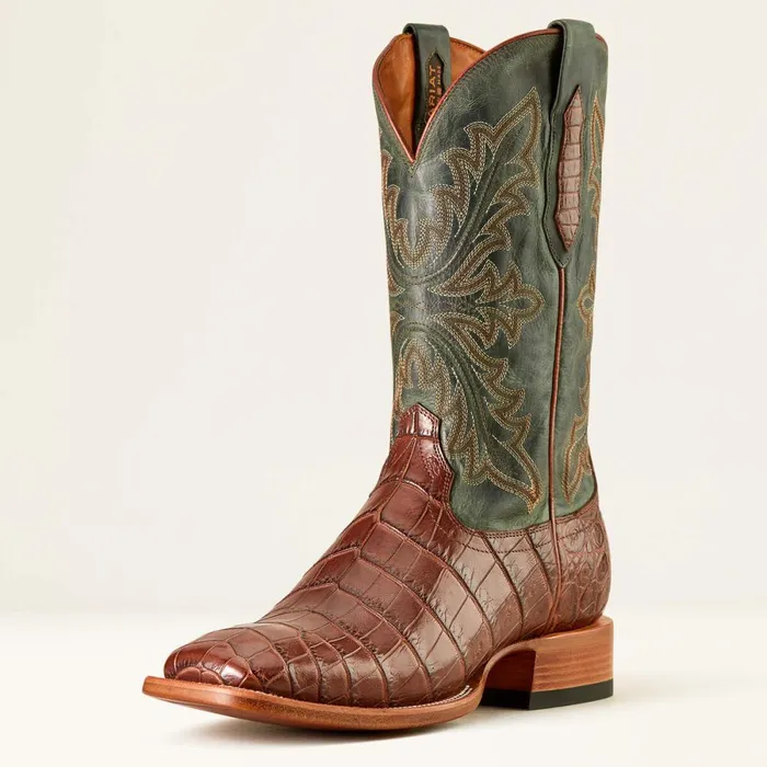 Bench Made Bassett Western Boot Whiskey Nile Crocforest Green Men Ariat Western Boots
