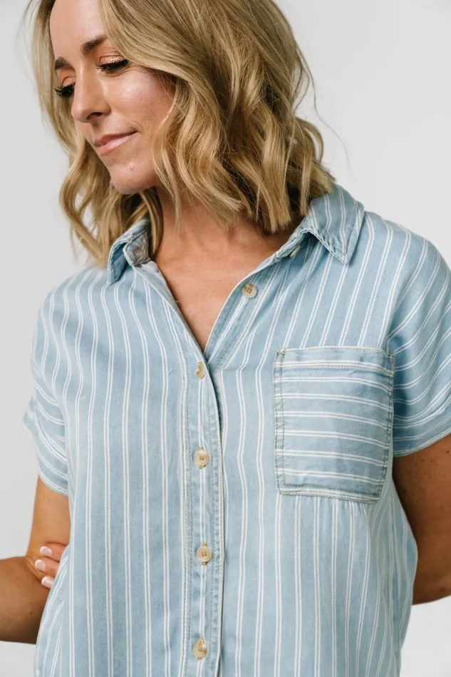 Berkley Striped Top Denim Blue Women Baltic Born Blouses Shirts Berkley Striped Top Denim Blue Women Baltic Born Blouses Shirts