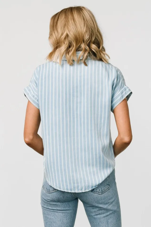 Berkley Striped Top Denim Blue Women Baltic Born Blouses Shirts Berkley Striped Top Denim Blue Women Baltic Born Blouses Shirts