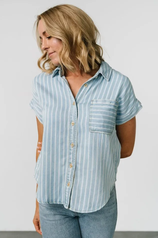 Berkley Striped Top Denim Blue Women Baltic Born Blouses Shirts Berkley Striped Top Denim Blue Women Baltic Born Blouses Shirts