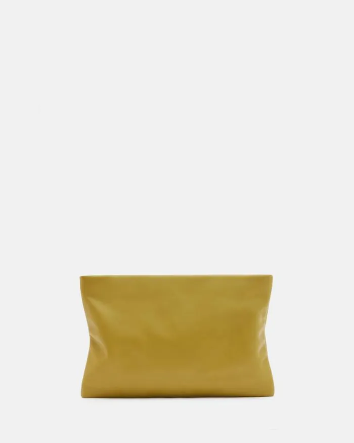 Bettina Leather Clutch Bag Sap Green Women AllSaints Accessories