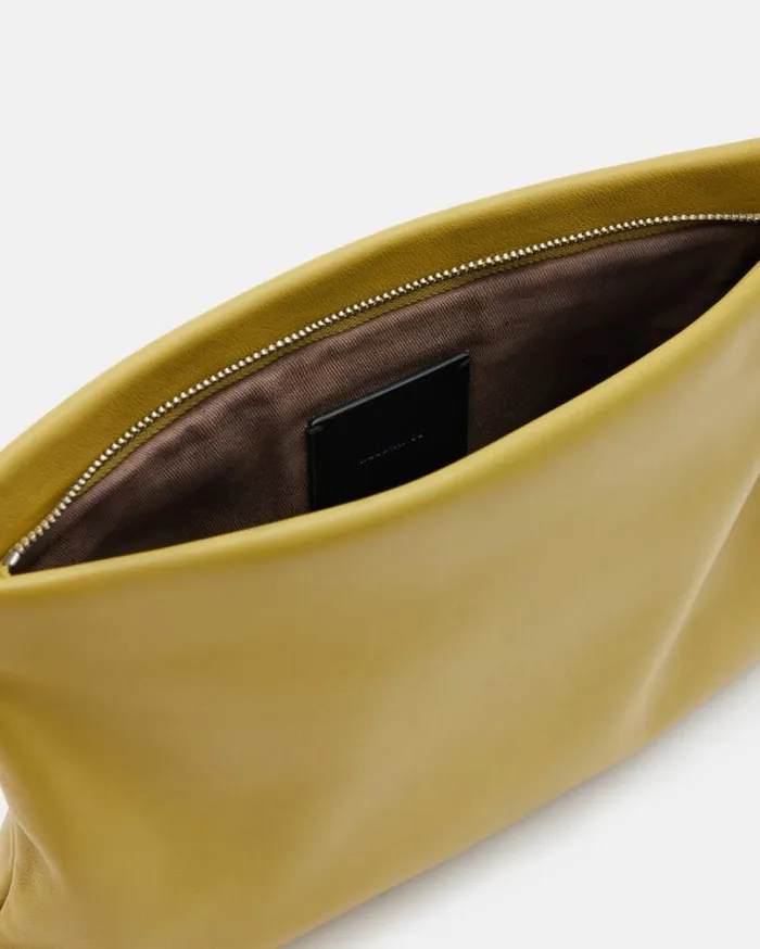 Bettina Leather Clutch Bag Sap Green Women AllSaints Accessories
