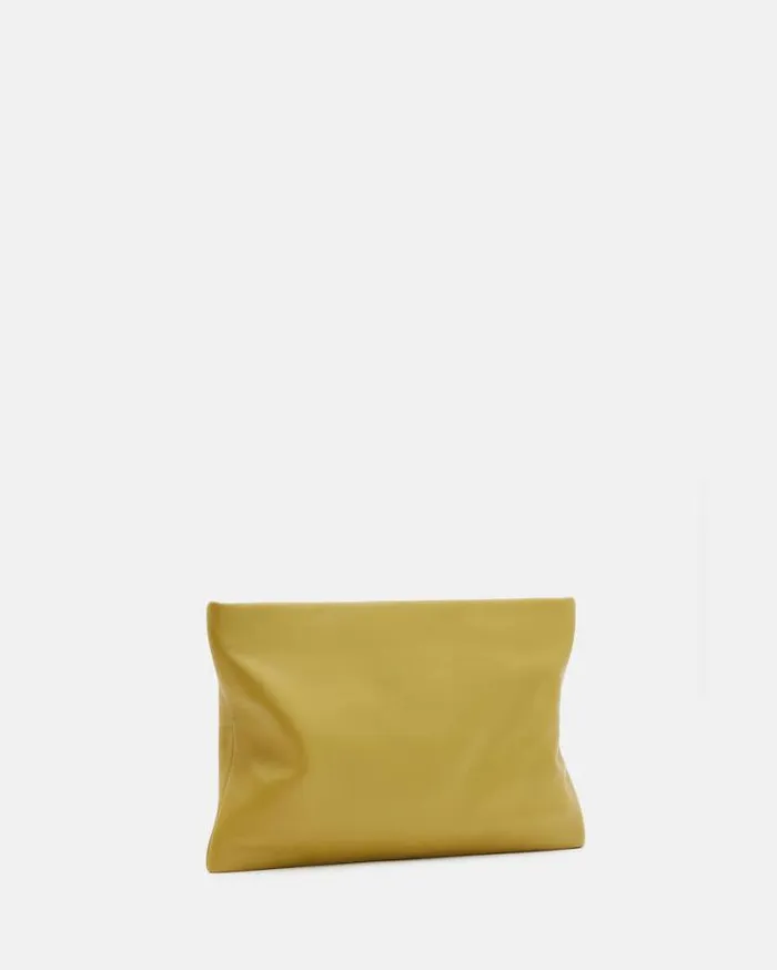 Bettina Leather Clutch Bag Sap Green Women AllSaints Accessories