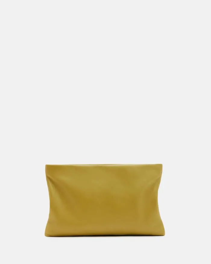 Bettina Leather Clutch Bag Sap Green Women AllSaints Accessories