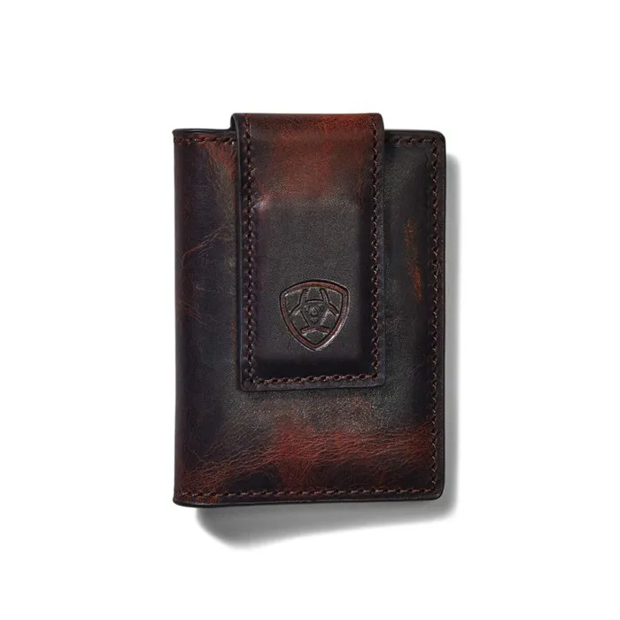 Bifold Slim Wallet Logo Brown Rowdy Men Ariat Bags and Wallets