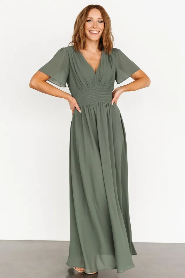 Birdie Maxi Dress Dark Sage Women Baltic Born Mother Of The Bride