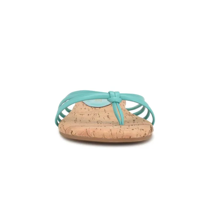 Blithe Flat Sandals Aqua Blue Women Nine West Flats Blithe Flat Sandals Aqua Blue Women Nine West Flats