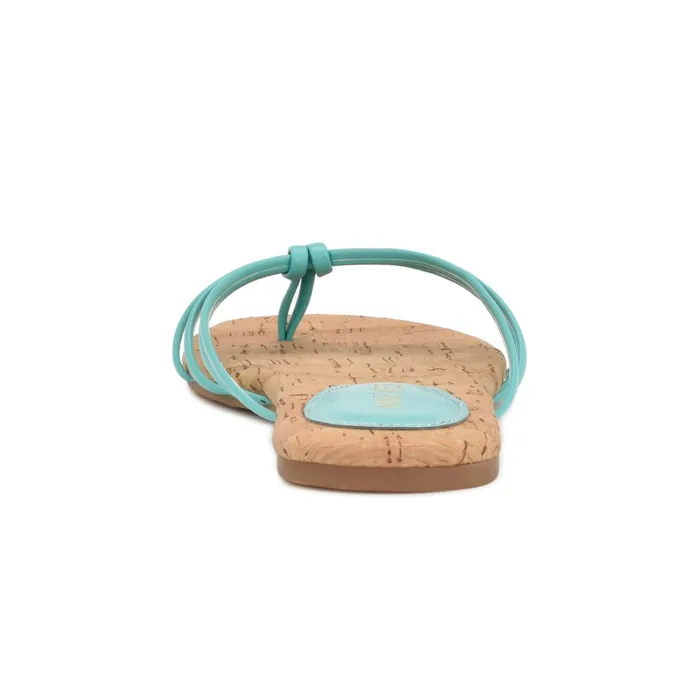 Blithe Flat Sandals Aqua Blue Women Nine West Flats Blithe Flat Sandals Aqua Blue Women Nine West Flats