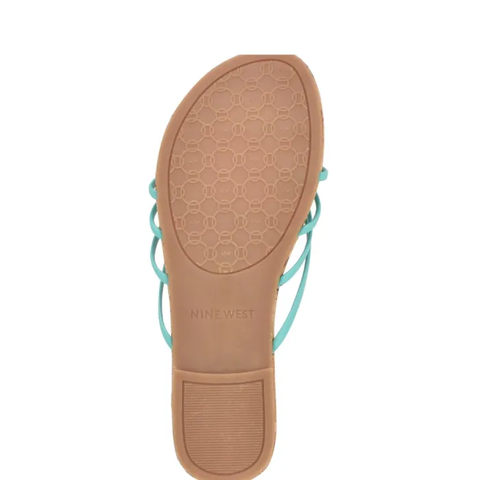 Blithe Flat Sandals Aqua Blue Women Nine West Flats Blithe Flat Sandals Aqua Blue Women Nine West Flats