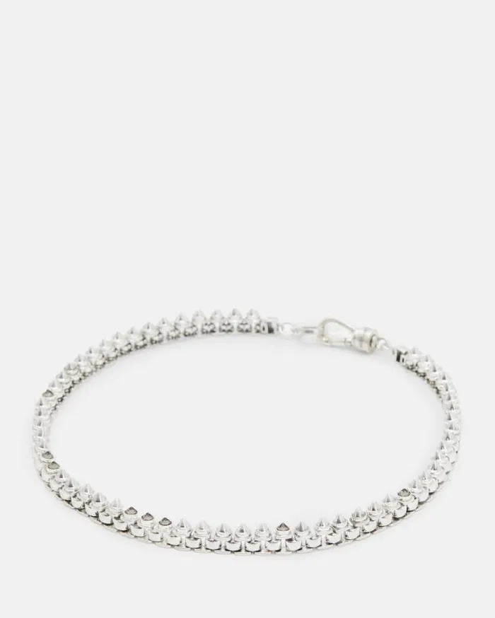 Bobbie Box Chain Studded Necklace Wrm Slvrblck Diam Women AllSaints Jewelry