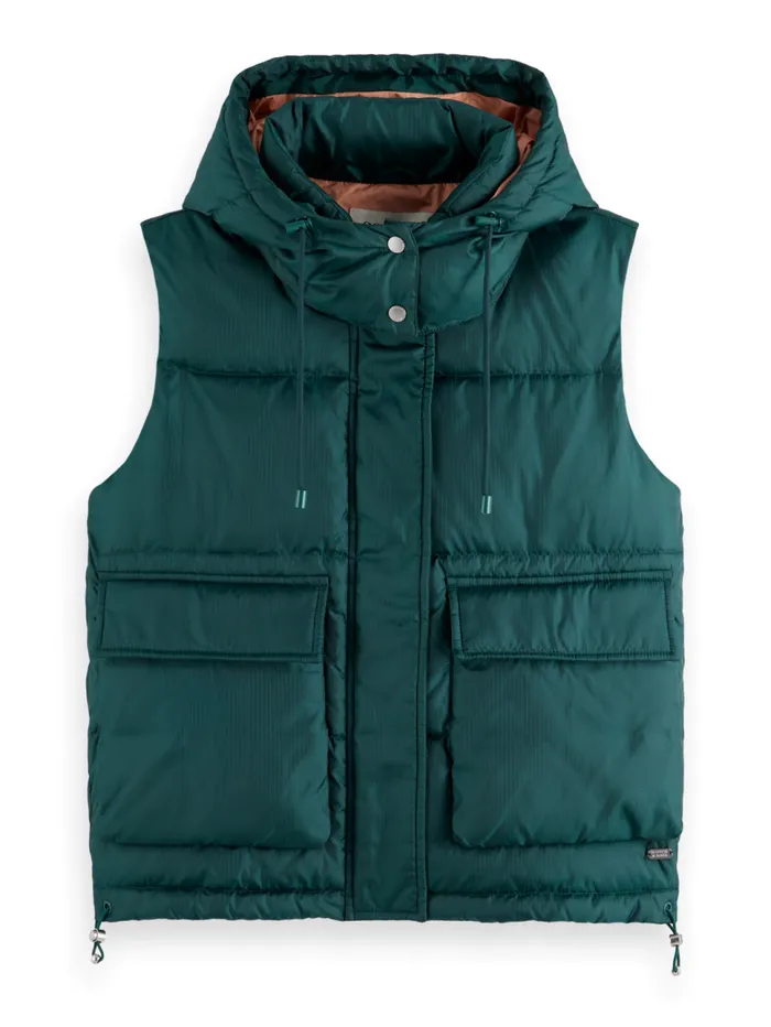 BODYWARMER WITH HOOD Cypress Green Women Scotch and Soda Jackets and Coats