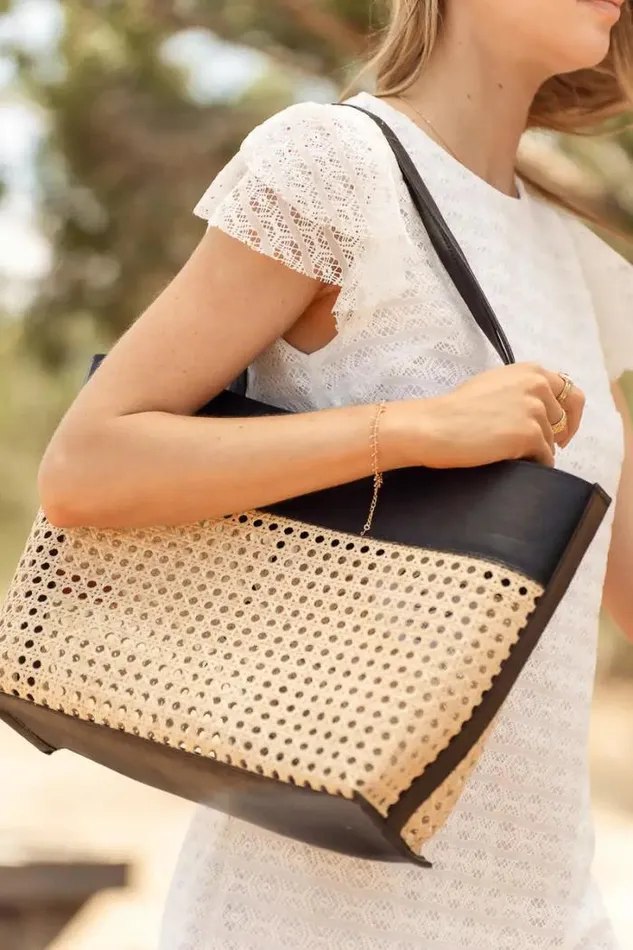 Bohme Bags Ellie Wicker Tote In Black Black 8211 Women