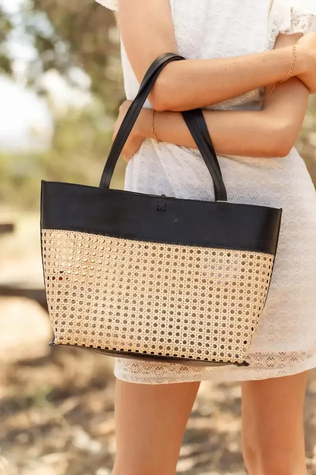 Bohme Bags Ellie Wicker Tote In Black Black 8211 Women Bohme Bags Ellie Wicker Tote In Black Black 8211 Women
