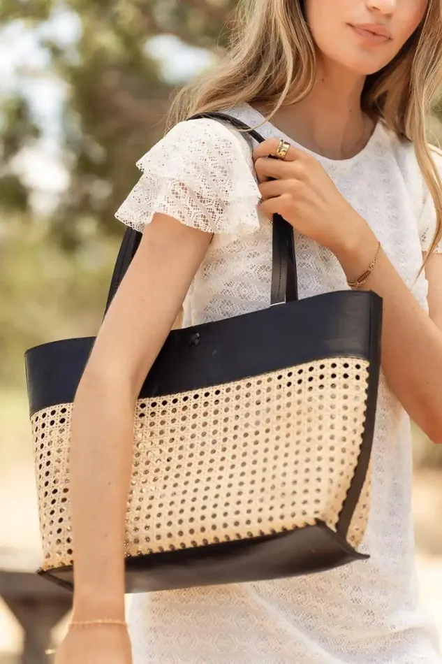 Bohme Bags Ellie Wicker Tote In Black Black 8211 Women Bohme Bags Ellie Wicker Tote In Black Black 8211 Women