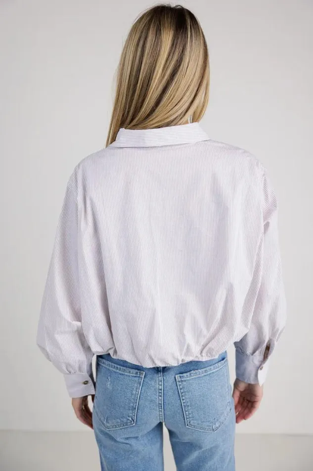 Bohme Blouses Rayna Striped Collared Top In Taupe Taupe 8211 Women Bohme Blouses Rayna Striped Collared Top In Taupe Taupe 8211 Women