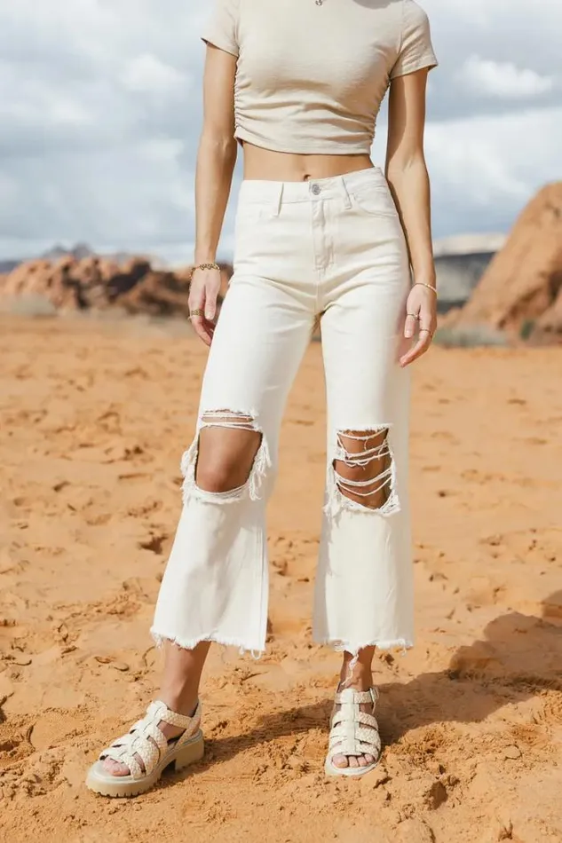 Bohme Denim Charlie Distressed Jeans In Ivory Ivory 8211 Women Bohme Denim Charlie Distressed Jeans In Ivory Ivory 8211 Women