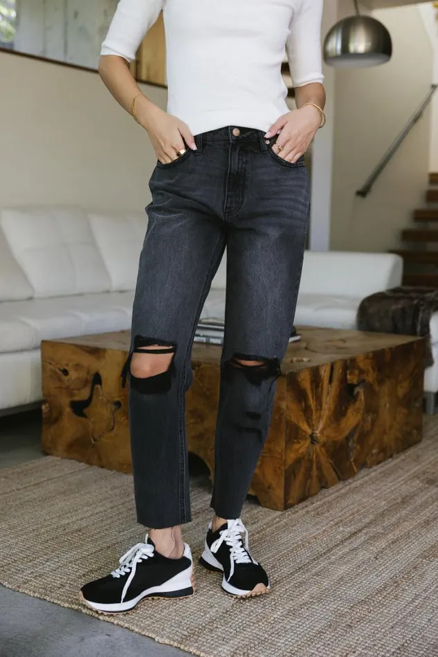 Bohme Denim Harold Distressed Mom Jeans 8211 FINAL SALE Black 8211 Women Bohme Denim Harold Distressed Mom Jeans 8211 FINAL SALE Black 8211 Women
