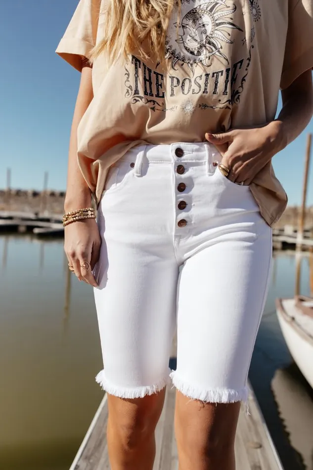 Bohme Denim Shorts Carmen Button Fly Bermuda In White 8211 FINAL SALE White 8211 Women Bohme Denim Shorts Carmen Button Fly Bermuda In White 8211 FINAL SALE White 8211 Women
