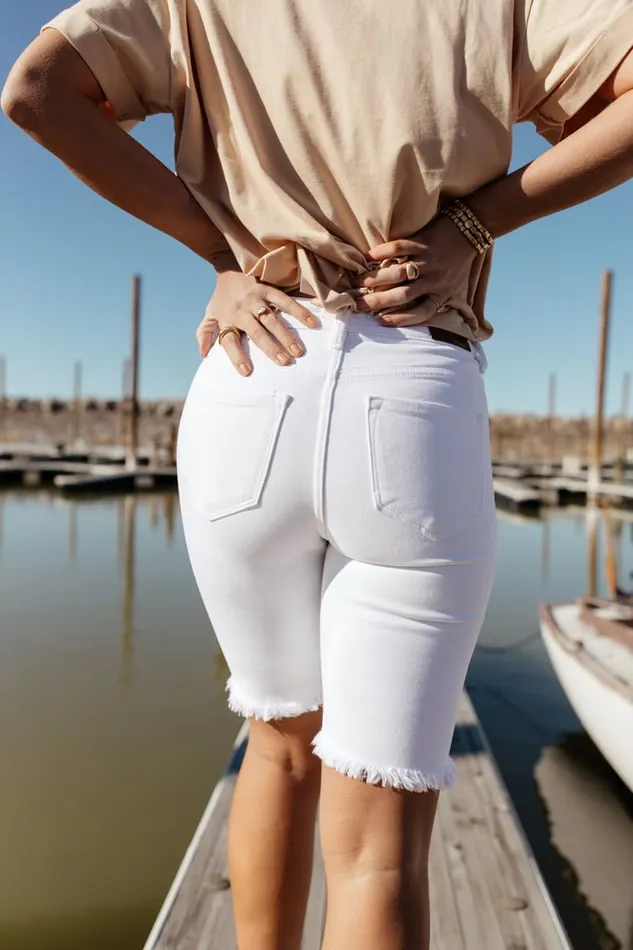 Bohme Denim Shorts Carmen Button Fly Bermuda In White 8211 FINAL SALE White 8211 Women Bohme Denim Shorts Carmen Button Fly Bermuda In White 8211 FINAL SALE White 8211 Women
