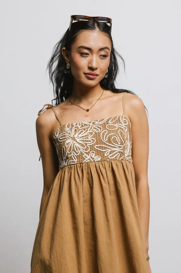 Bohme Dresses Abstract Embroidered Mini Dress In Camel Camel 8211 Women Bohme Dresses Abstract Embroidered Mini Dress In Camel Camel 8211 Women