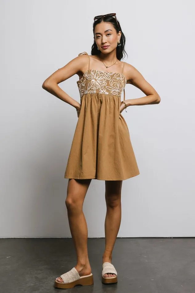 Bohme Dresses Abstract Embroidered Mini Dress In Camel Camel 8211 Women Bohme Dresses Abstract Embroidered Mini Dress In Camel Camel 8211 Women