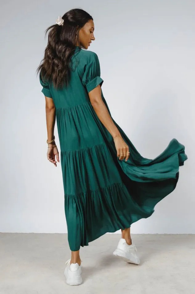 Bohme Dresses Amanda Tiered Dress In Hunter Green Hunter Green 8211 Women