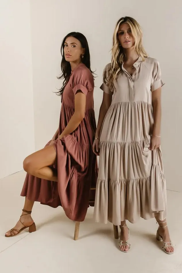 Bohme Dresses Amanda Tiered Dress In Tan Tan 8211 Women