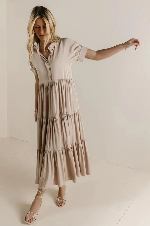 Bohme Dresses Amanda Tiered Dress In Tan Tan 8211 Women
