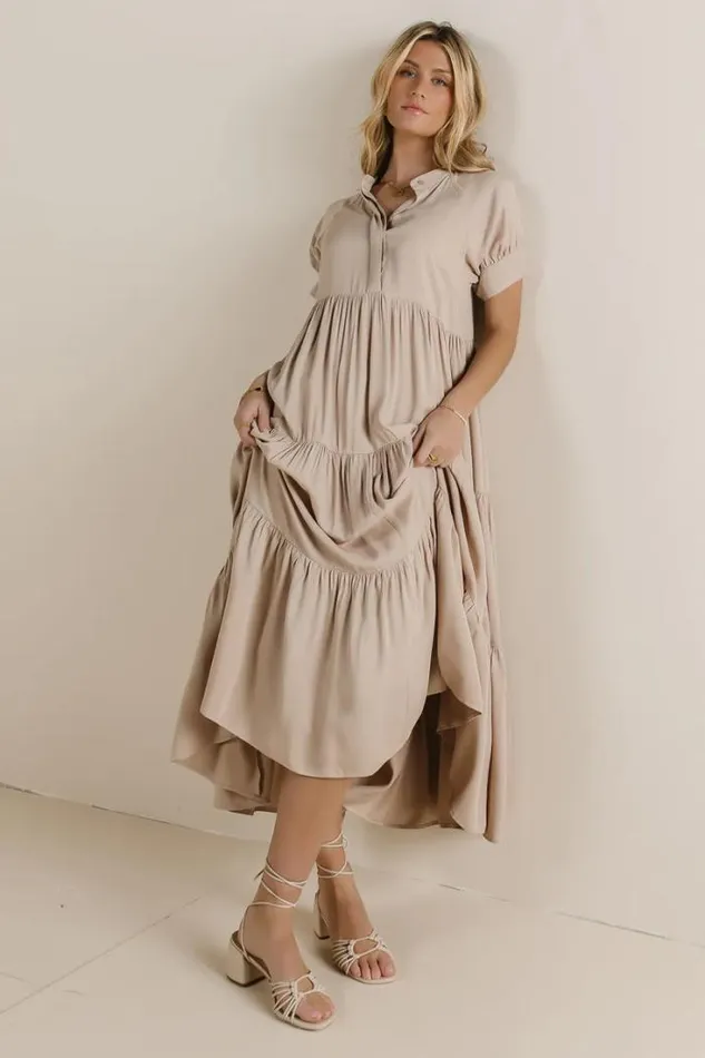 Bohme Dresses Amanda Tiered Dress In Tan Tan 8211 Women