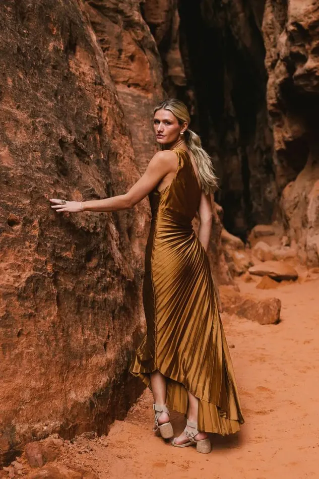 Bohme Dresses Asymmetrical Pleated Maxi Dress Copper 8211 Women Bohme Dresses Asymmetrical Pleated Maxi Dress Copper 8211 Women