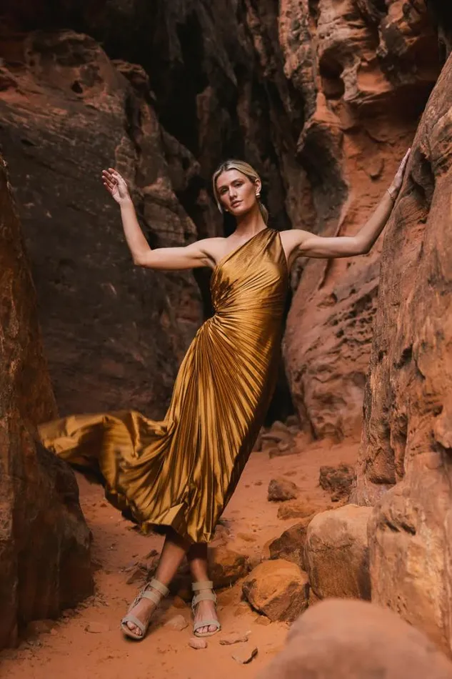 Bohme Dresses Asymmetrical Pleated Maxi Dress Copper 8211 Women Bohme Dresses Asymmetrical Pleated Maxi Dress Copper 8211 Women