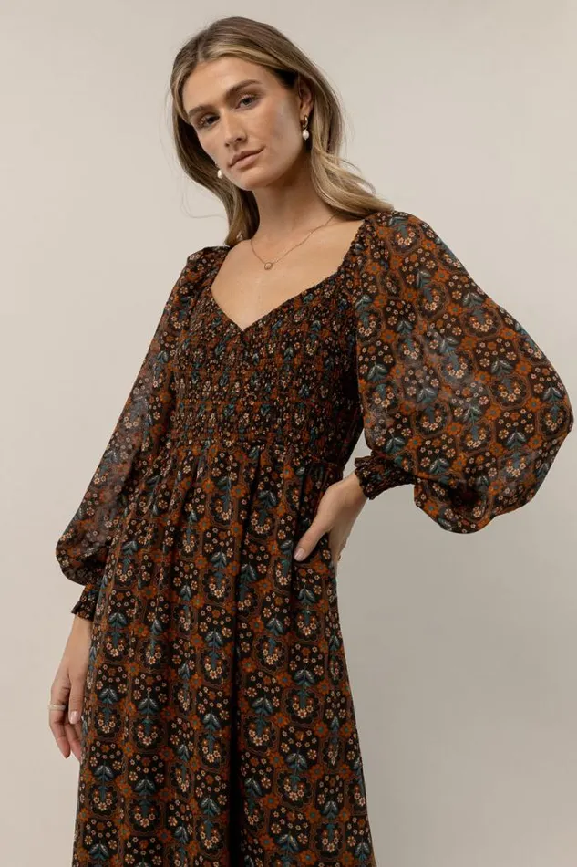 Bohme Dresses Averie Floral Midi Dress In Navy Navy 8211 Women Bohme Dresses Averie Floral Midi Dress In Navy Navy 8211 Women