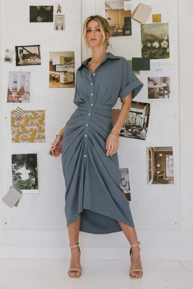 Bohme Dresses Brynlee Ruched Dress In Blue Blue 8211 Women
