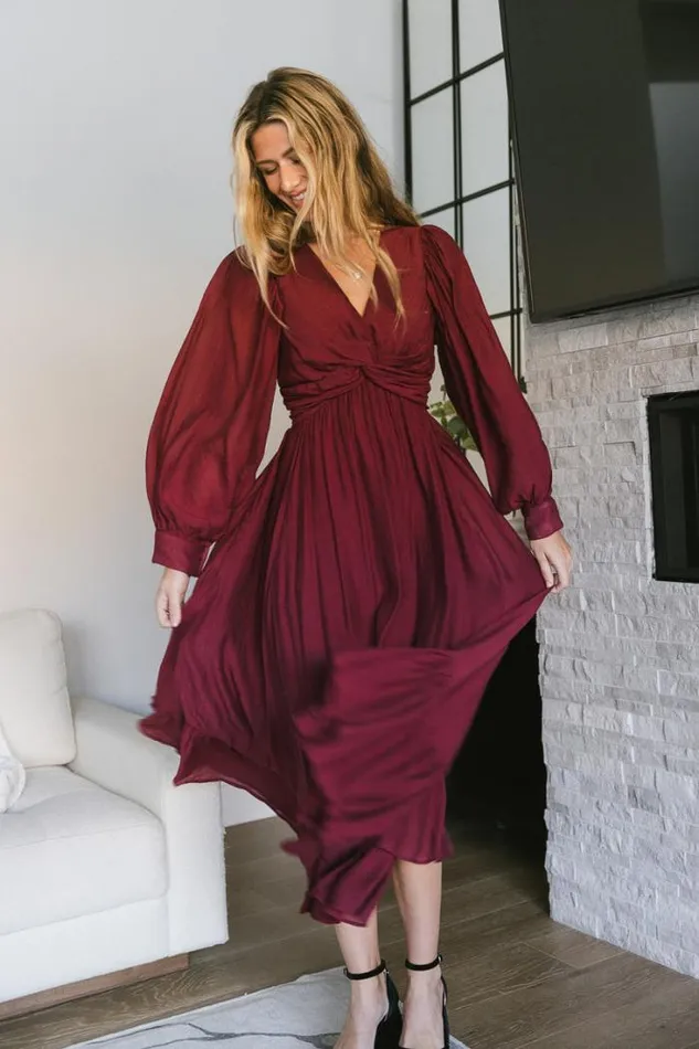 Bohme Dresses Brynlee Twist Front Dress Wine 8211 Women