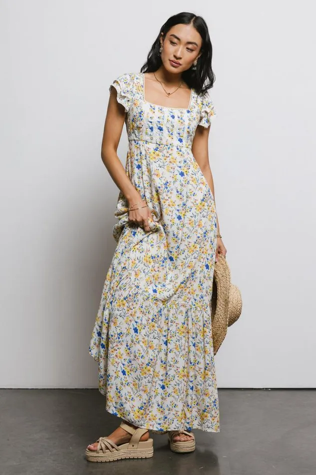 Bohme Dresses Charlee Floral Maxi Dress Cream 8211 Women