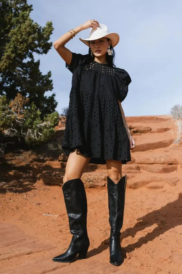 Bohme Dresses Eyelet Puff Sleeve Mini Dress In Black Black 8211 Women Bohme Dresses Eyelet Puff Sleeve Mini Dress In Black Black 8211 Women
