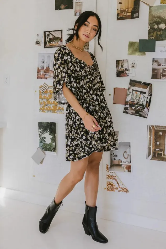 Bohme Dresses Frankie Floral Mini Dress 8211 FINAL SALE Black 8211 Women