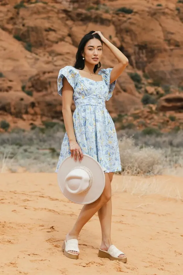 Bohme Dresses Kayra Floral Dress In Blue Blue 8211 Women Bohme Dresses Kayra Floral Dress In Blue Blue 8211 Women